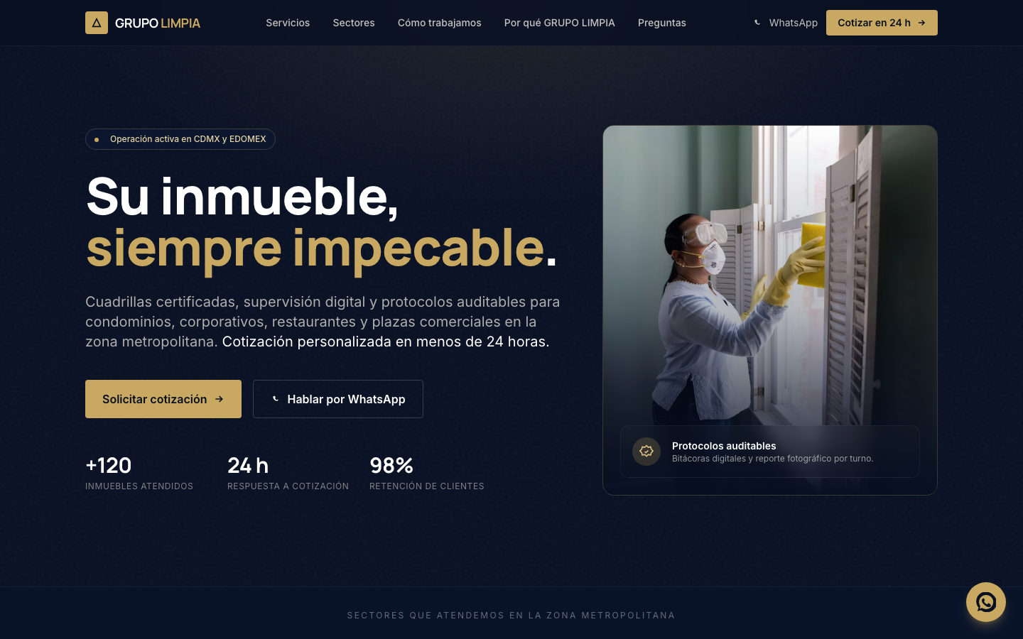 Sitio Grupo Limpia servicios B2B